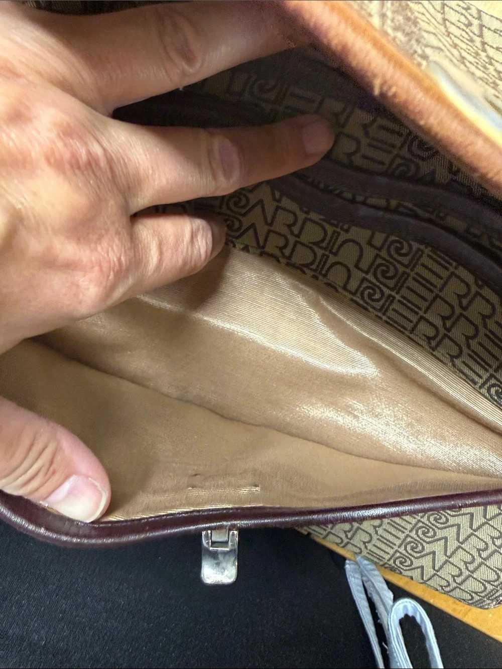 Pierre Cardin Brown Monogram Laptop Briefcase with Top Handle